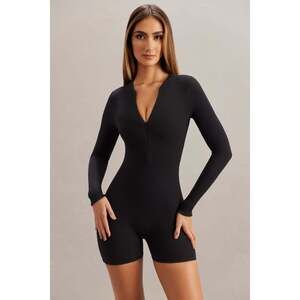 Oh Polly Long Sleeve Romper in Black 10